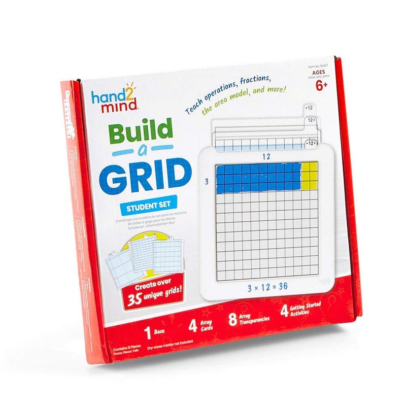 hand2mind Build-A-Grid, Dry Erase Multiplication, 3rd Grade Math, Multiplication Manipulatives, Fraction Manipulatives, Multiplication Game, Montessori Math, Homeschool Supplies (Set of 4) - Image 5
